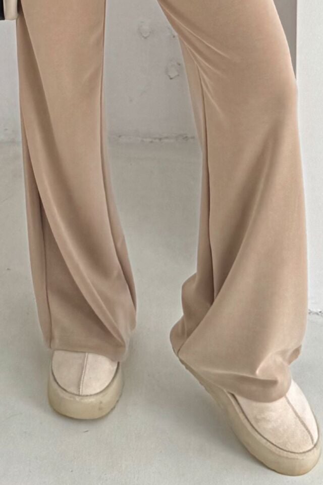 Balenbi Premium Modal Kumaş Bol Paça Palazzo Kadın Pantolon 1125 40 - Bej