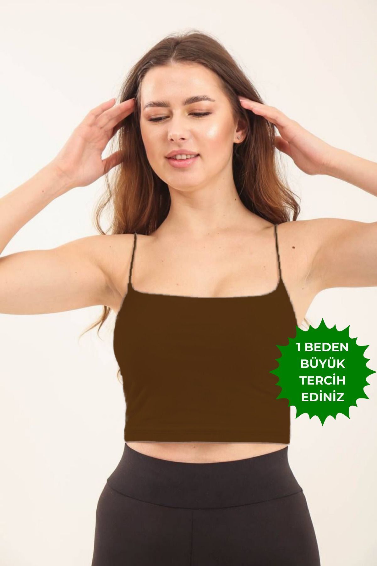 Balenbi Kadın Basic Ip Askılı Penye Crop Body 1066