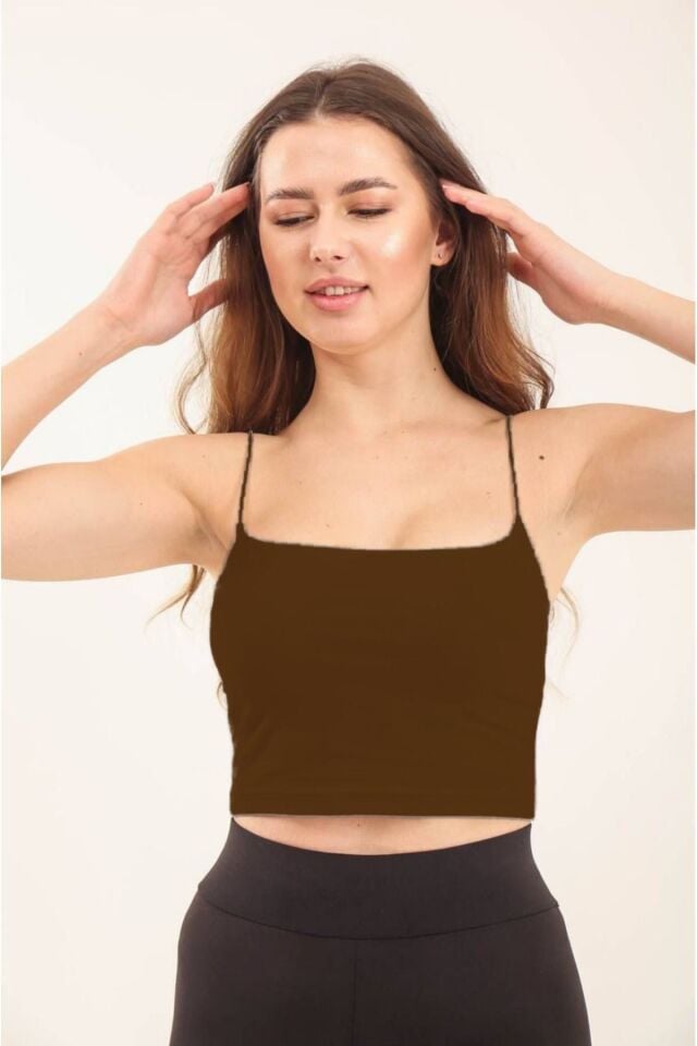 Balenbi Kadın Basic Ip Askılı Penye Crop Body 1066