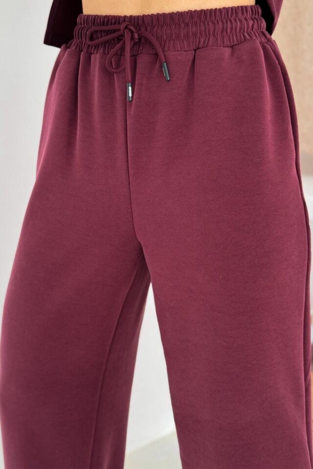 Balenbi Premium Modal Kumaş Bol Paça Palazzo Kadın Pantolon 1125 Bordo - 40