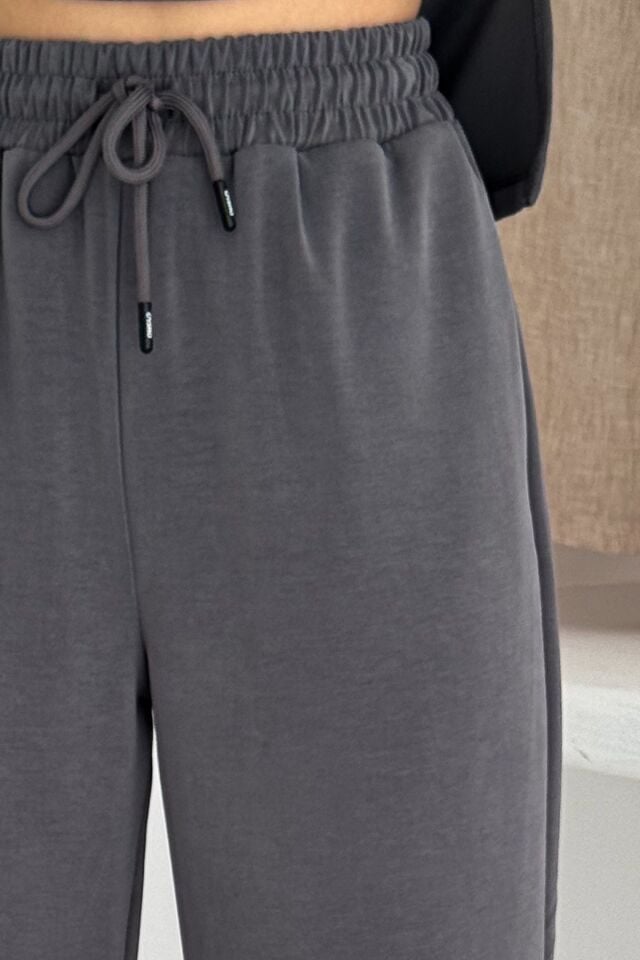 Balenbi Premium Modal Kumaş Bol Paça Palazzo Kadın Pantolon 1125 40 - Gri