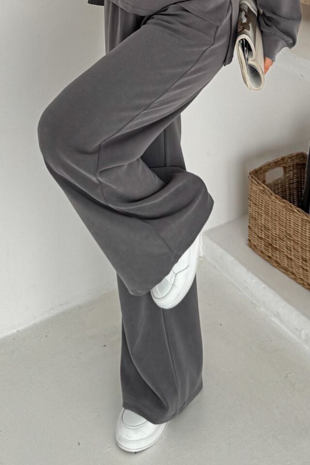 Balenbi Premium Modal Kumaş Bol Paça Palazzo Kadın Pantolon 1125 40 - Gri