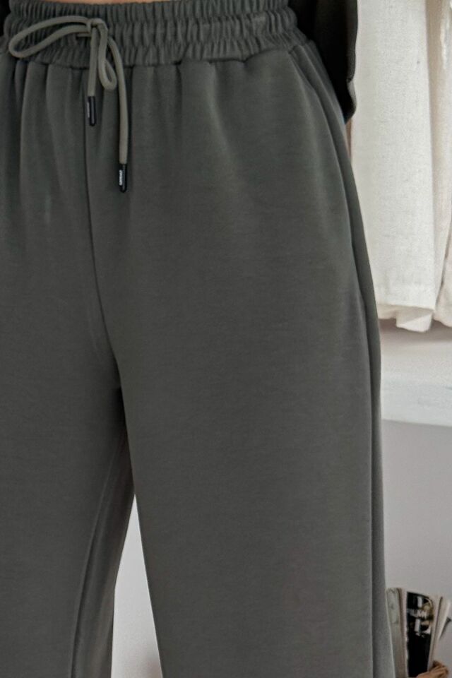 Balenbi Premium Modal Kumaş Bol Paça Palazzo Kadın Pantolon 1125 40 - Haki