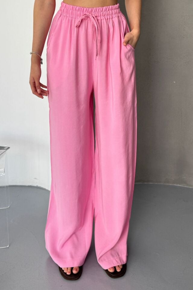 Feela Moda Kadın Modal Dokuma Beli Lastikli Palazzo Kadın Pantolon 2016 36 - Pembe