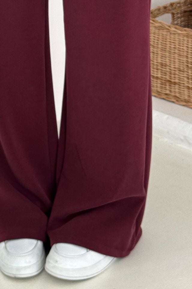 Balenbi Premium Modal Kumaş Bol Paça Palazzo Kadın Pantolon 1125 42 - Bordo