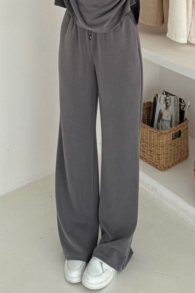 Balenbi Premium Modal Kumaş Bol Paça Palazzo Kadın Pantolon 1125 42 - Gri