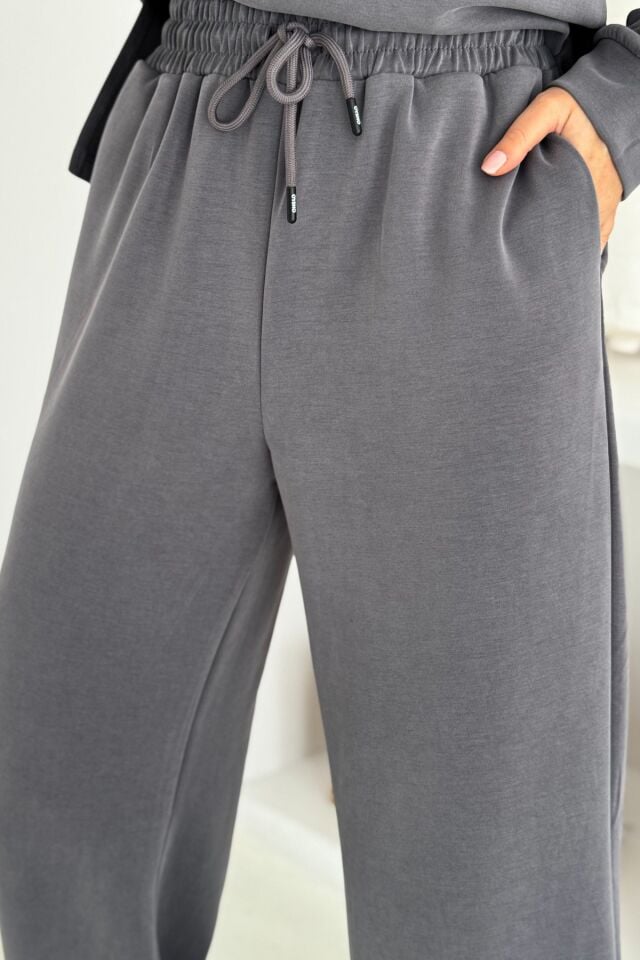 Balenbi Premium Modal Kumaş Bol Paça Palazzo Kadın Pantolon 1125 42 - Gri