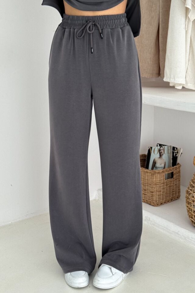 Balenbi Premium Modal Kumaş Bol Paça Palazzo Kadın Pantolon 1125 Gri - 42