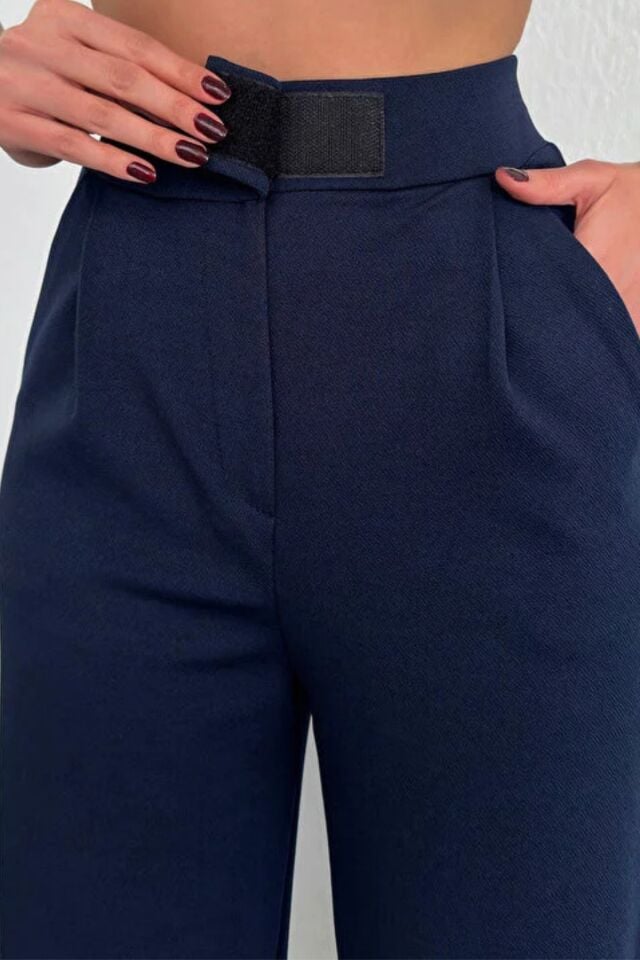 Balenbi Kadın Likralı Cırt Kapama Palazzo Pantolon 1077 34 - Koyu Lacivert