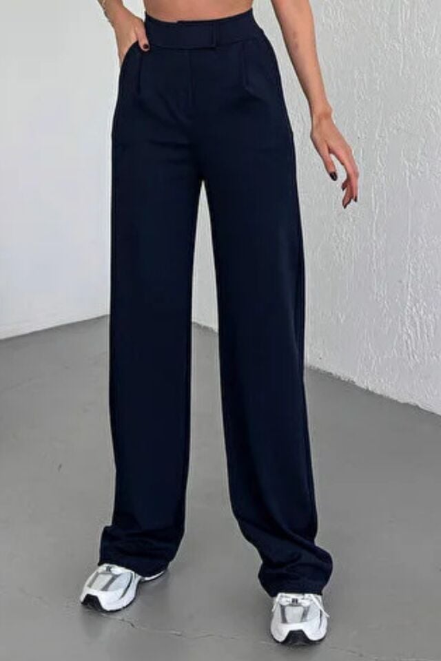 Balenbi Kadın Likralı Cırt Kapama Palazzo Pantolon 1077 34 - Koyu Lacivert