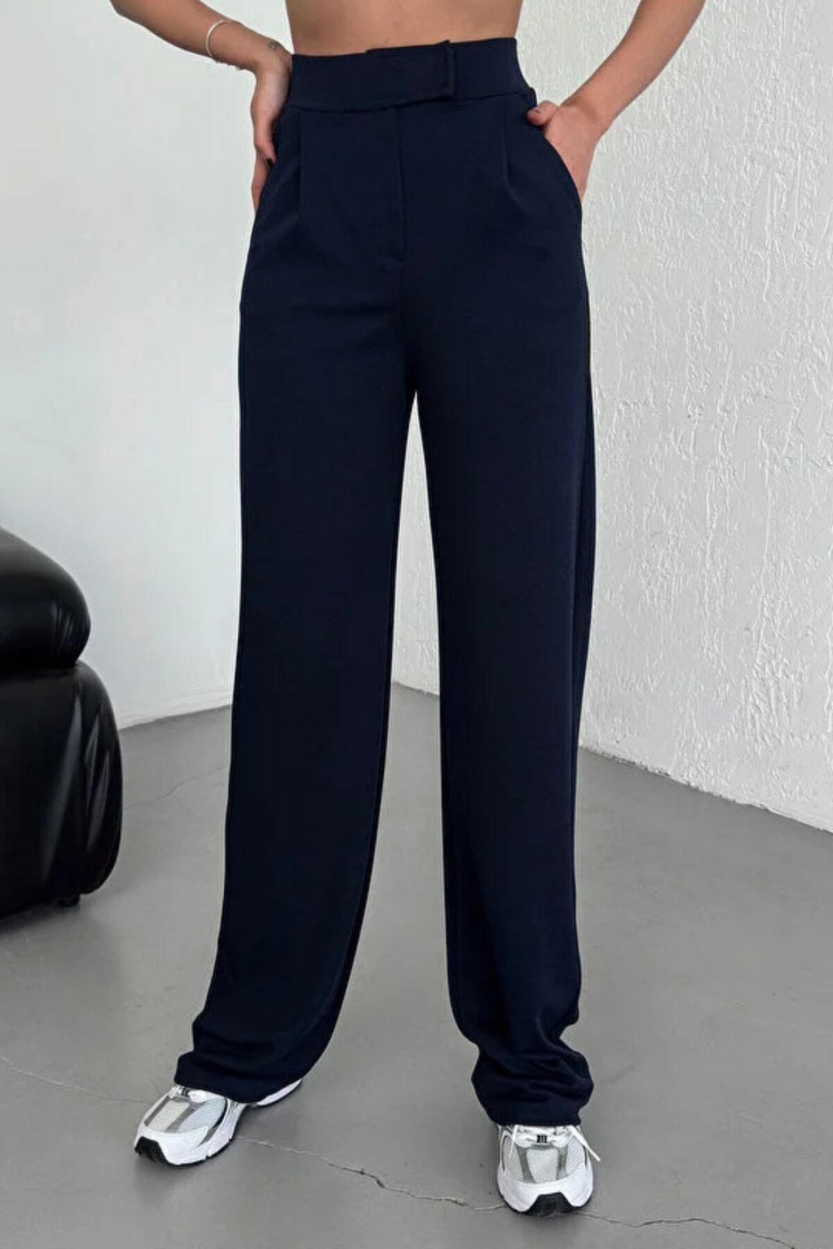 Balenbi Kadın Likralı Cırt Kapama Palazzo Pantolon 1077 34 - Koyu Lacivert