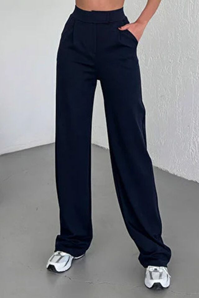 Balenbi Kadın Likralı Cırt Kapama Palazzo Pantolon 1077 34 - Koyu Lacivert