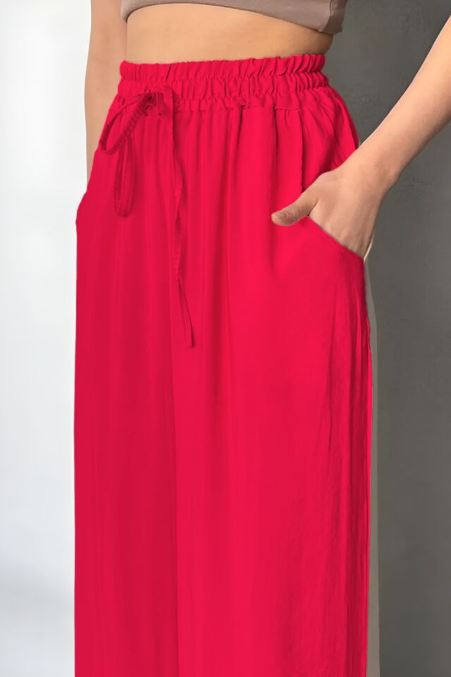 Feela Moda Kadın Modal Dokuma Beli Lastikli Palazzo Kadın Pantolon 2016 36 - Fuşya