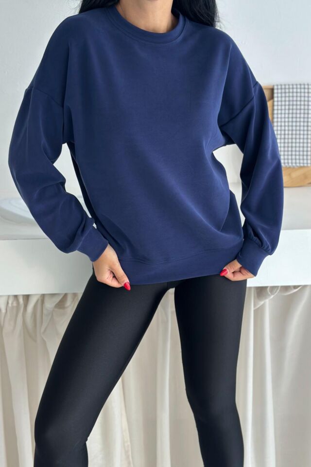 Balenbi Premium Modal Kumaş Bisiklet Yaka Kadın Sweatshirt 1124 XL - Lacivert