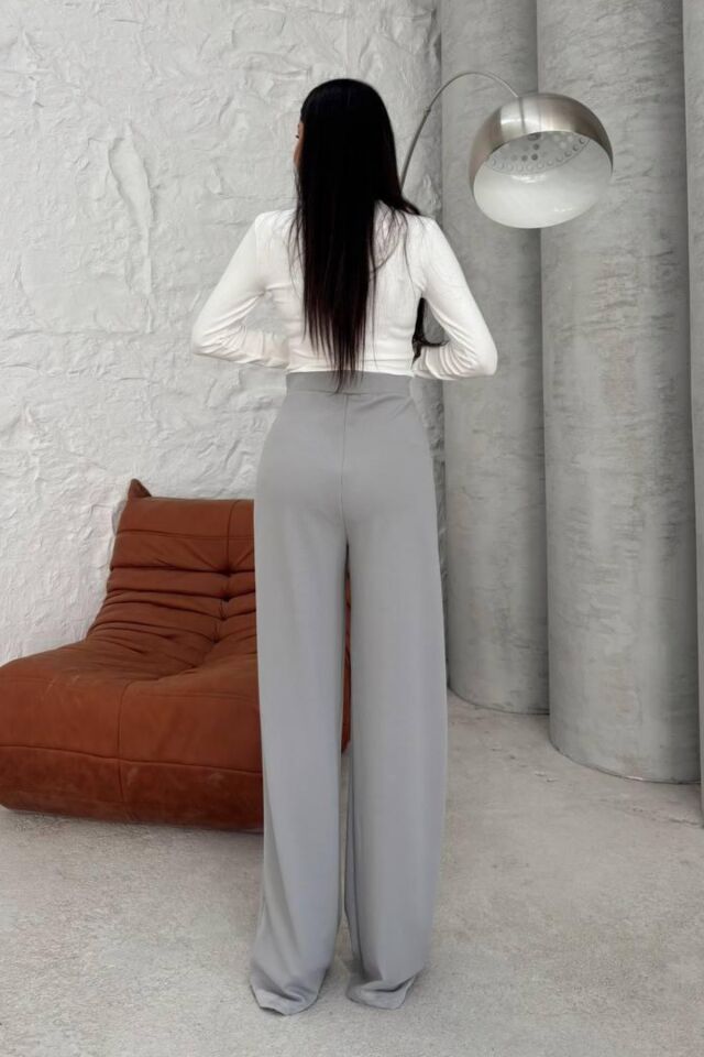 Balenbi Kadın Likralı Cırt Kapama Palazzo Pantolon 1077 34 - Gri