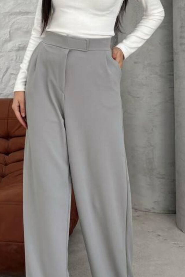 Balenbi Kadın Likralı Cırt Kapama Palazzo Pantolon 1077 34 - Gri