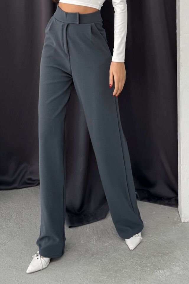 Balenbi Kadın Likralı Cırt Kapama Palazzo Pantolon 1077 36 - Füme