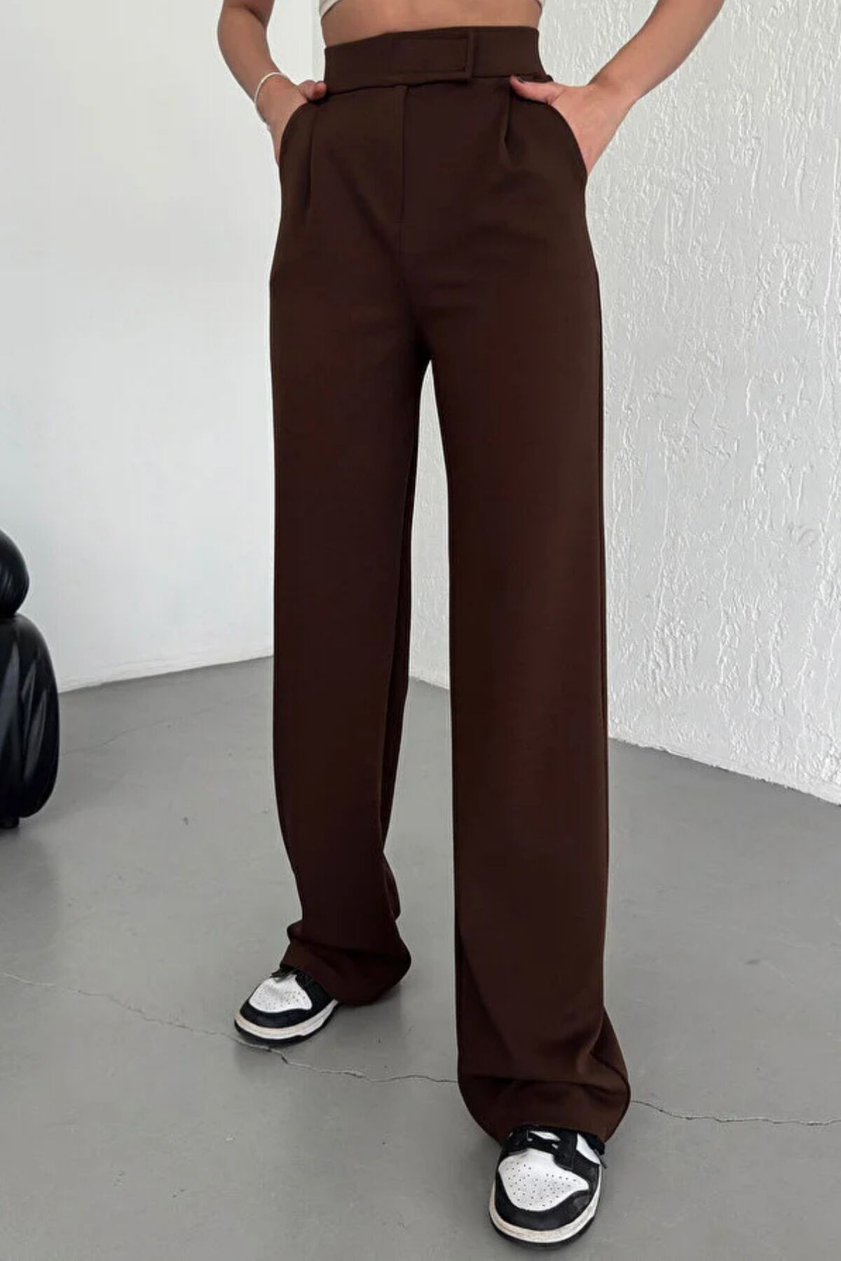 Balenbi Kadın Likralı Cırt Kapama Palazzo Pantolon 1077 38 - Acı Kahve