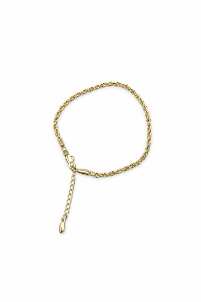 Balenbi Jewelry Kadın İnce Burgu Zincir Gold Renk Kararmaz Çelik Bileklik 1110