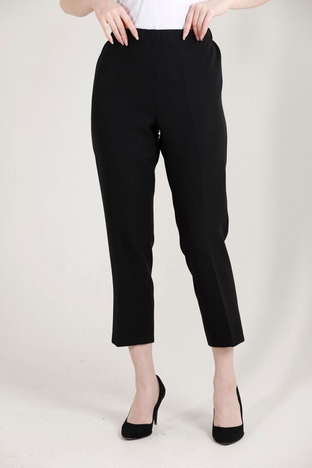 Balenbi Kadın Büyük Beden Havuç Paça Likralı Dokuma Pantolon 1004 52 - Siyah