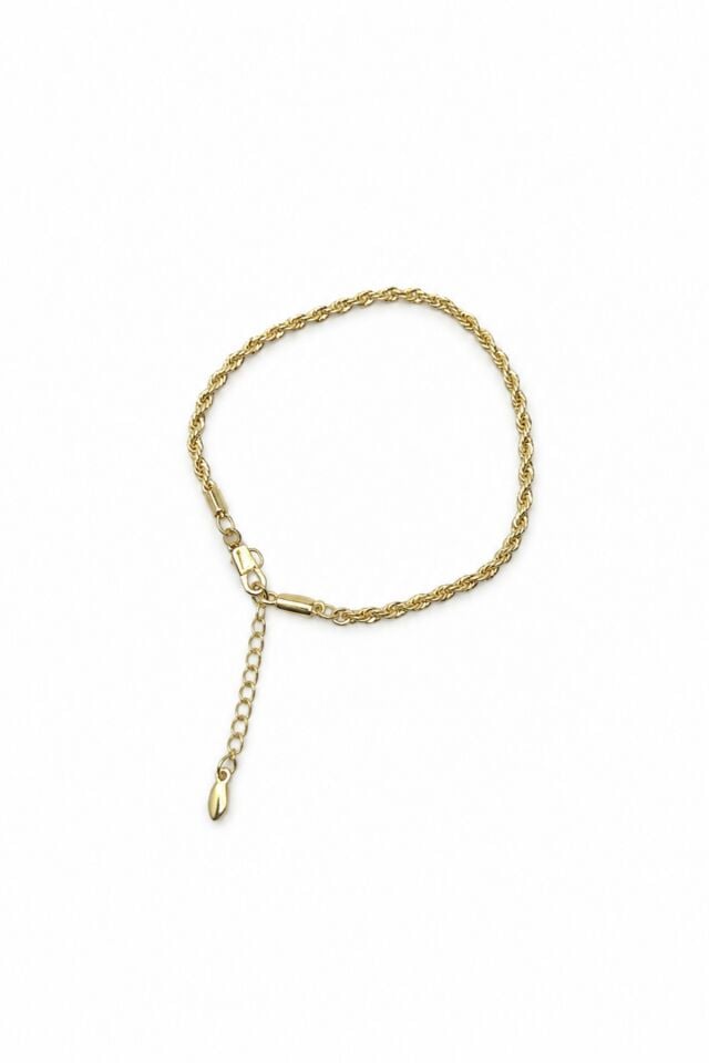 Balenbi Jewelry Kadın İnce Burgu Zincir Gold Renk Kararmaz Çelik Bileklik 1110 Altın