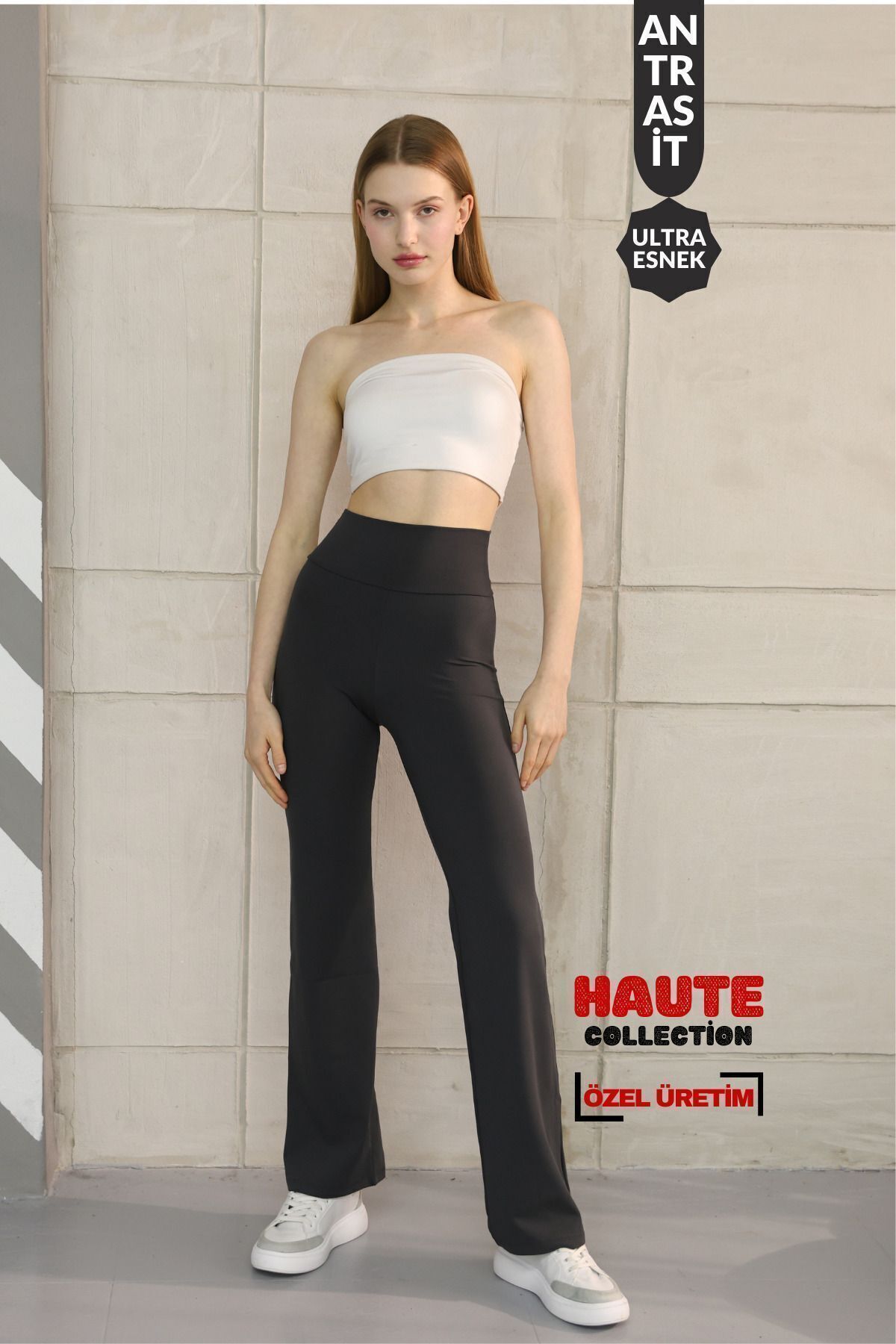 Balenbi Haute Kadın Yüksek Bel Boru Paça Toparlayıcı Modal Tayt 1063 S - Füme