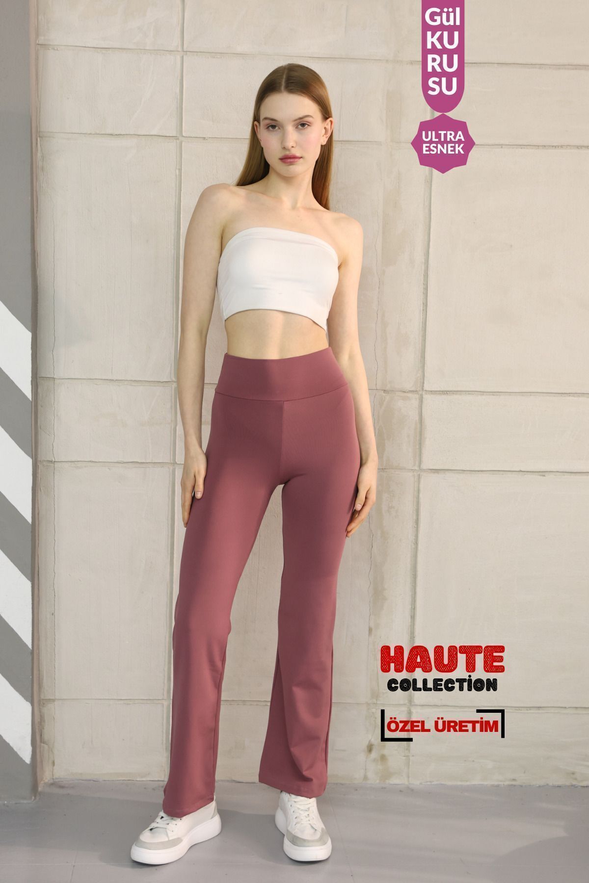 Balenbi Haute Kadın Yüksek Bel Boru Paça Toparlayıcı Modal Tayt 1063 XL - GÜL KURUSU