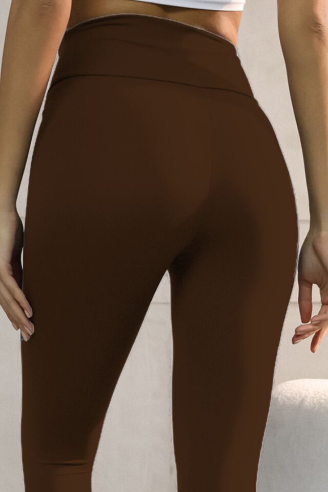 Feela Moda Premium Push Up Yüksel Bel Toparlayıcı Tayt 2005 S - Kahverengi