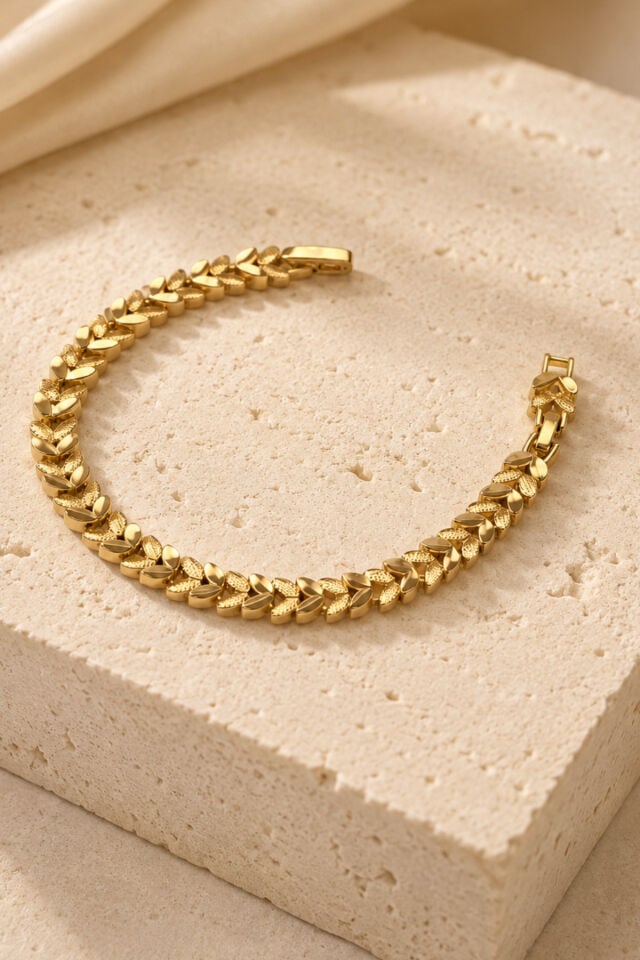 Balenbi Jewelry Kadın Başak Zincir Model Kararmaz Çelik Bileklik Gold Renk 1128
