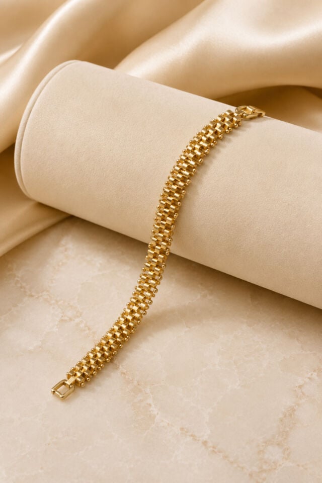 Balenbi Jewelry Kadın Çok Sıralı Boncuk Detaylı Kararmaz Çelik Bileklik Gold Renk 1131 Altın