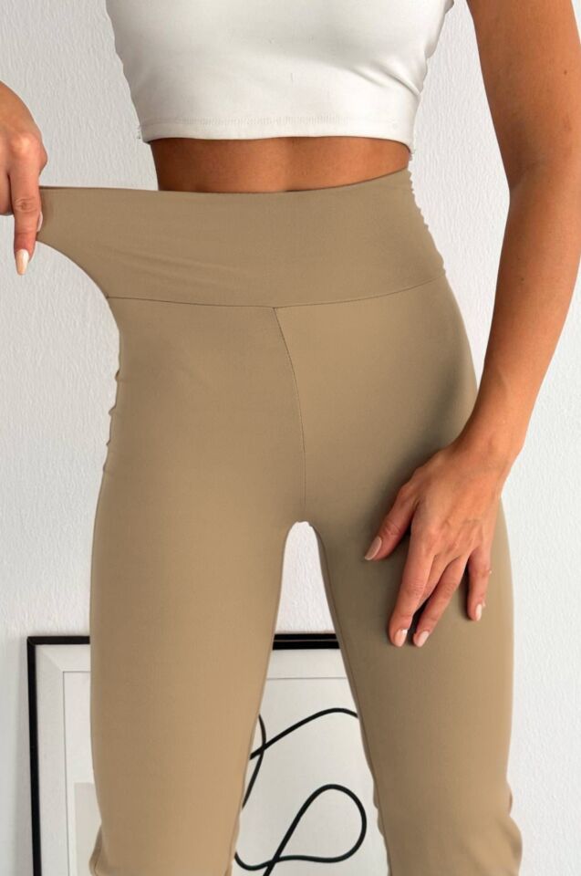 Balenbi Haute Kadın Yüksek Bel Boru Paça Toparlayıcı Modal Tayt 1063 M - Toprak