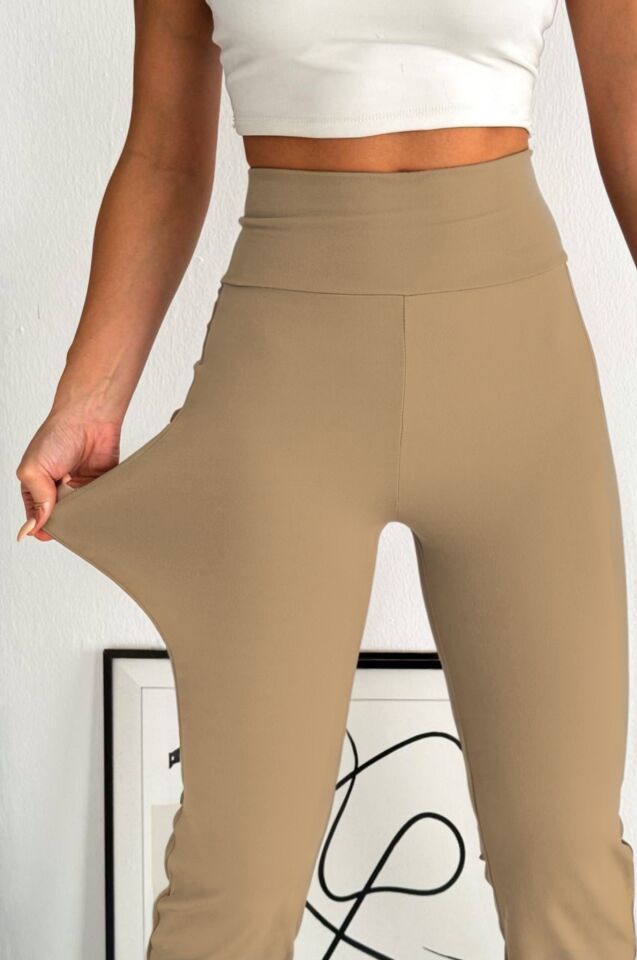 Balenbi Haute Kadın Yüksek Bel Boru Paça Toparlayıcı Modal Tayt 1063 M - Toprak