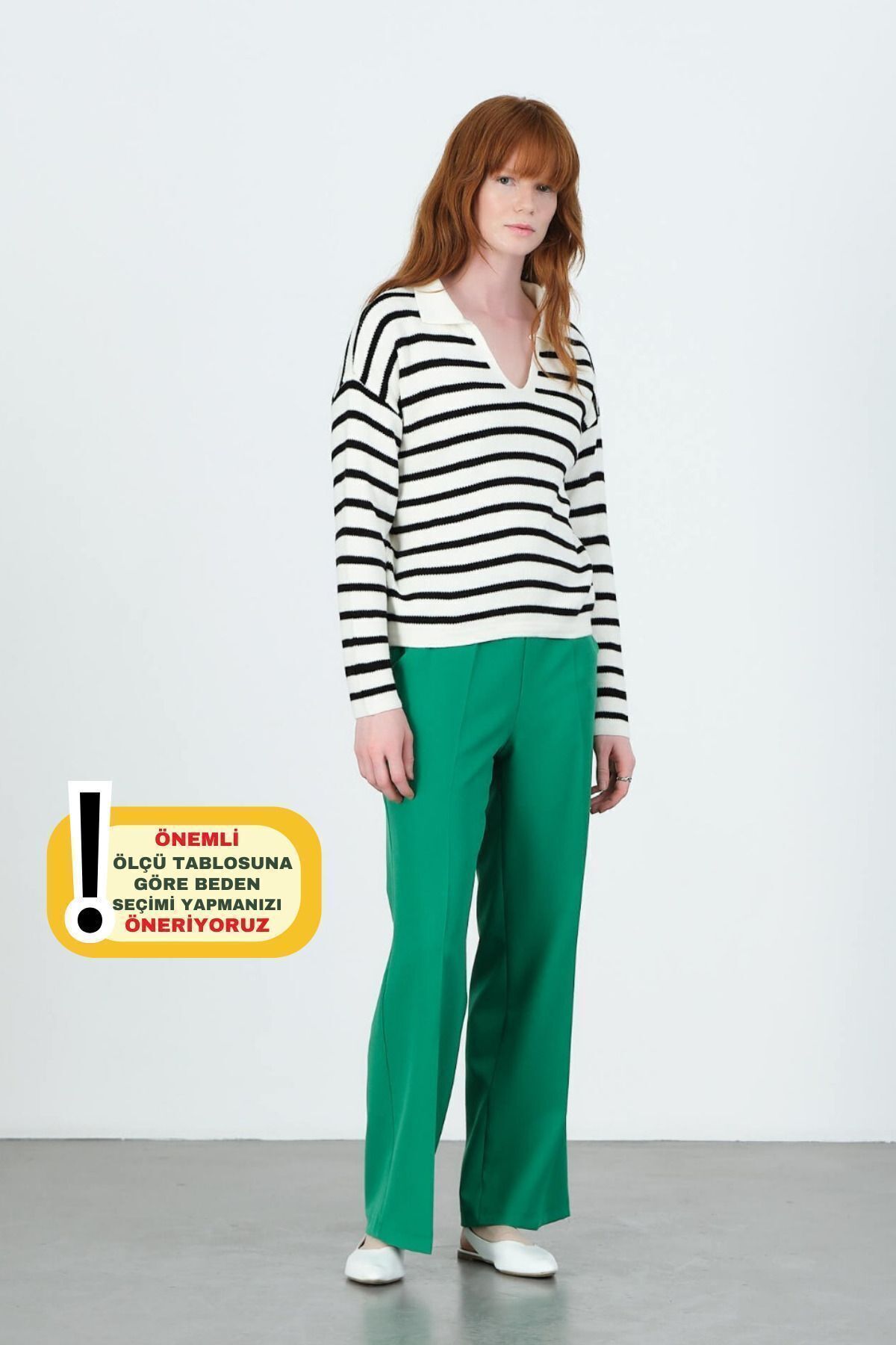 Balenbi Kadın Palazzo Yüksek Bel Likralı Dokuma Pantolon 1003 48 - Benetton