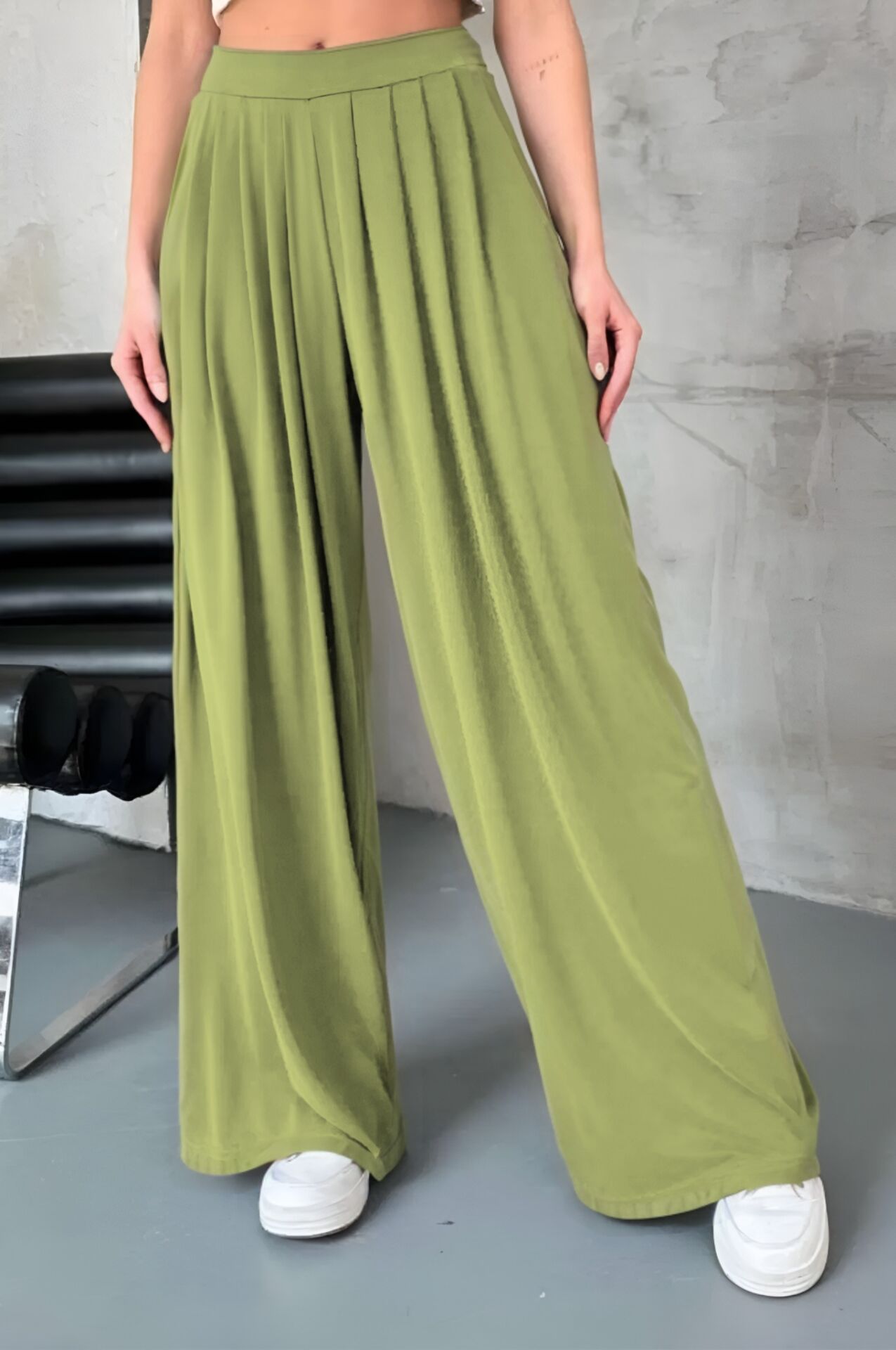 Feela Moda Premium Modal Kumaş Pileli Şalvar Kadın Pantolon 2012 40 - Haki