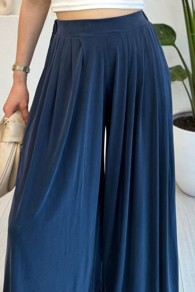 Feela Moda Premium Modal Kumaş Pileli Şalvar Kadın Pantolon 2012 40 - Lacivert