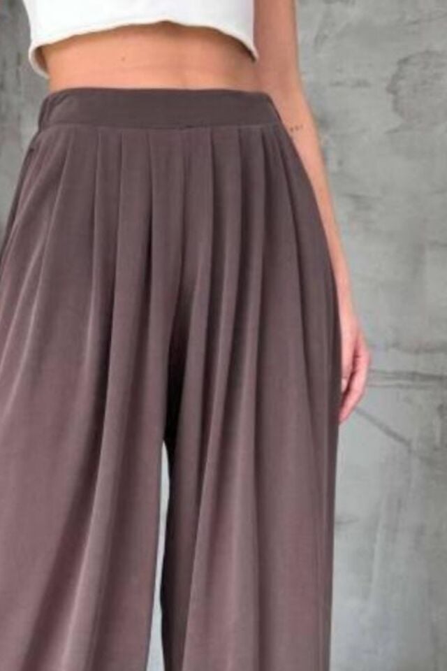 Feela Moda Premium Modal Kumaş Pileli Şalvar Kadın Pantolon 2012 40 - Vizon