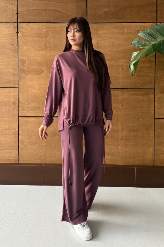 Balenbi Premium Büzgü Detaylı Cupralı Modal Pike Takım 1162 Bordo - M