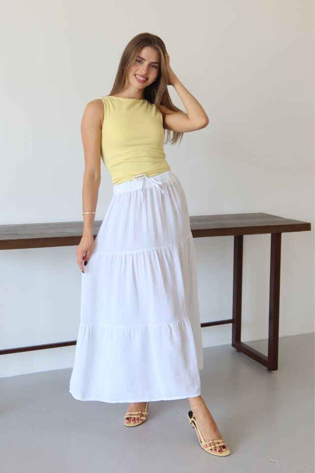 Balenbi Kadın Basic Beli Bağcıklı Müslin Etek 1104 42 - Lila