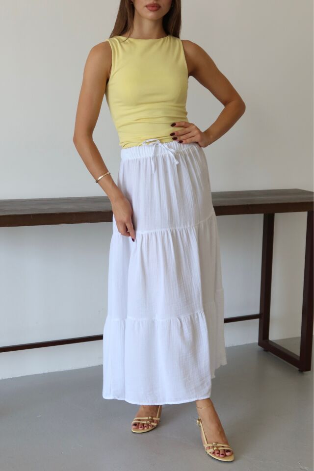 Balenbi Kadın Basic Beli Bağcıklı Müslin Etek 1104 42 - Lila