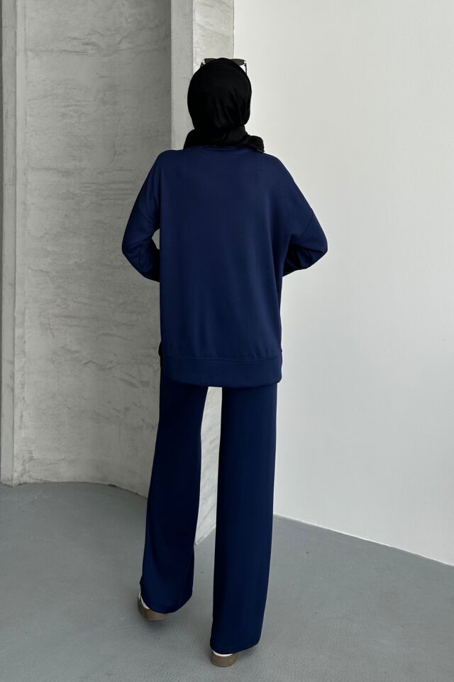 Feela Moda Kadın Modal Penye Oversize Tesettür Tunik Takım 2020 2XL - Lacivert