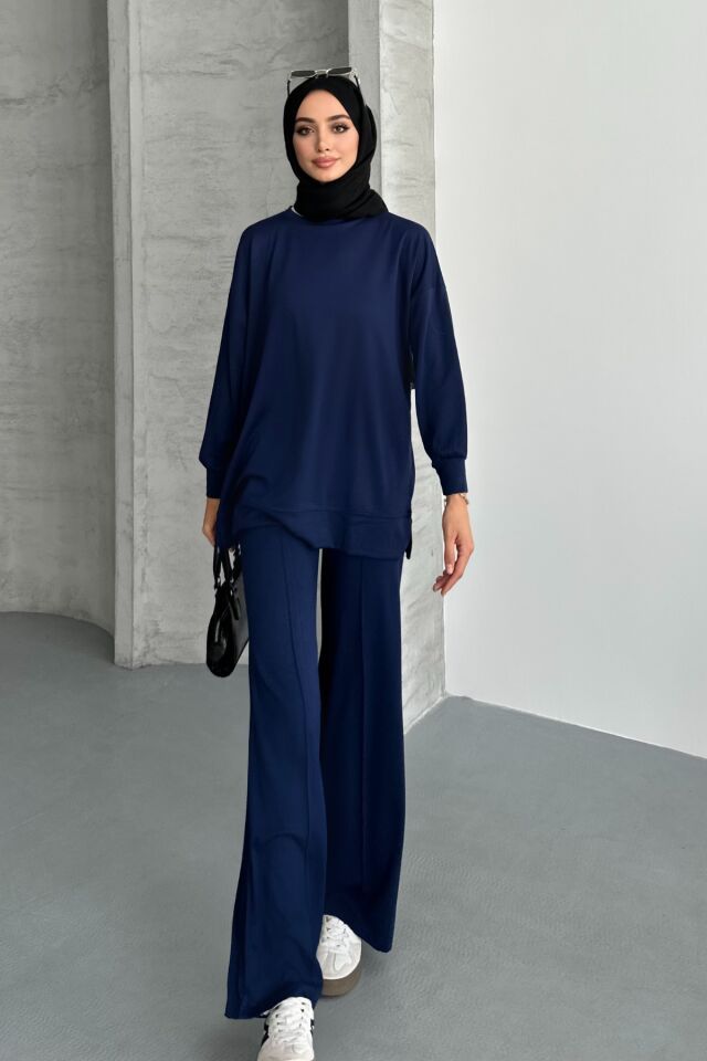 Feela Moda Kadın Modal Penye Oversize Tesettür Tunik Takım 2020 2XL - Lacivert