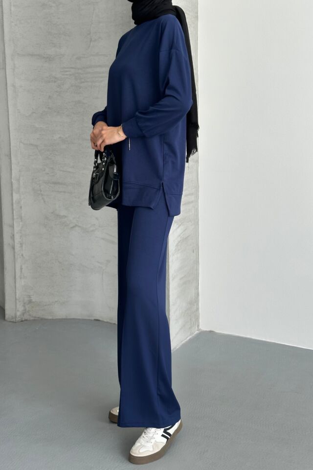 Feela Moda Kadın Modal Penye Oversize Tesettür Tunik Takım 2020 2XL - Lacivert