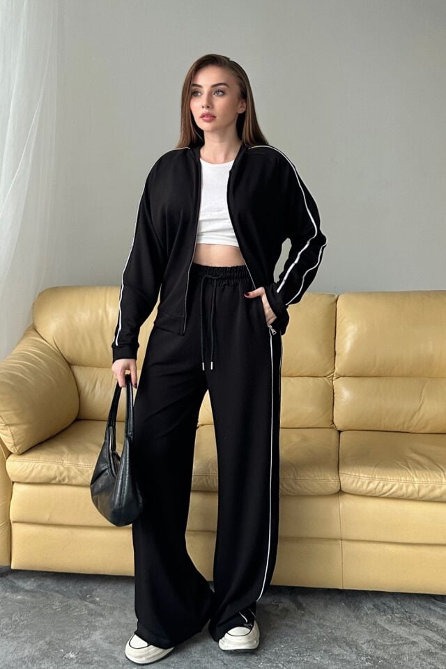 Balenbi Kadın Modal Kumaş Çift Biyeli Fermuarlı Takım 1127 Lacivert - 2XL