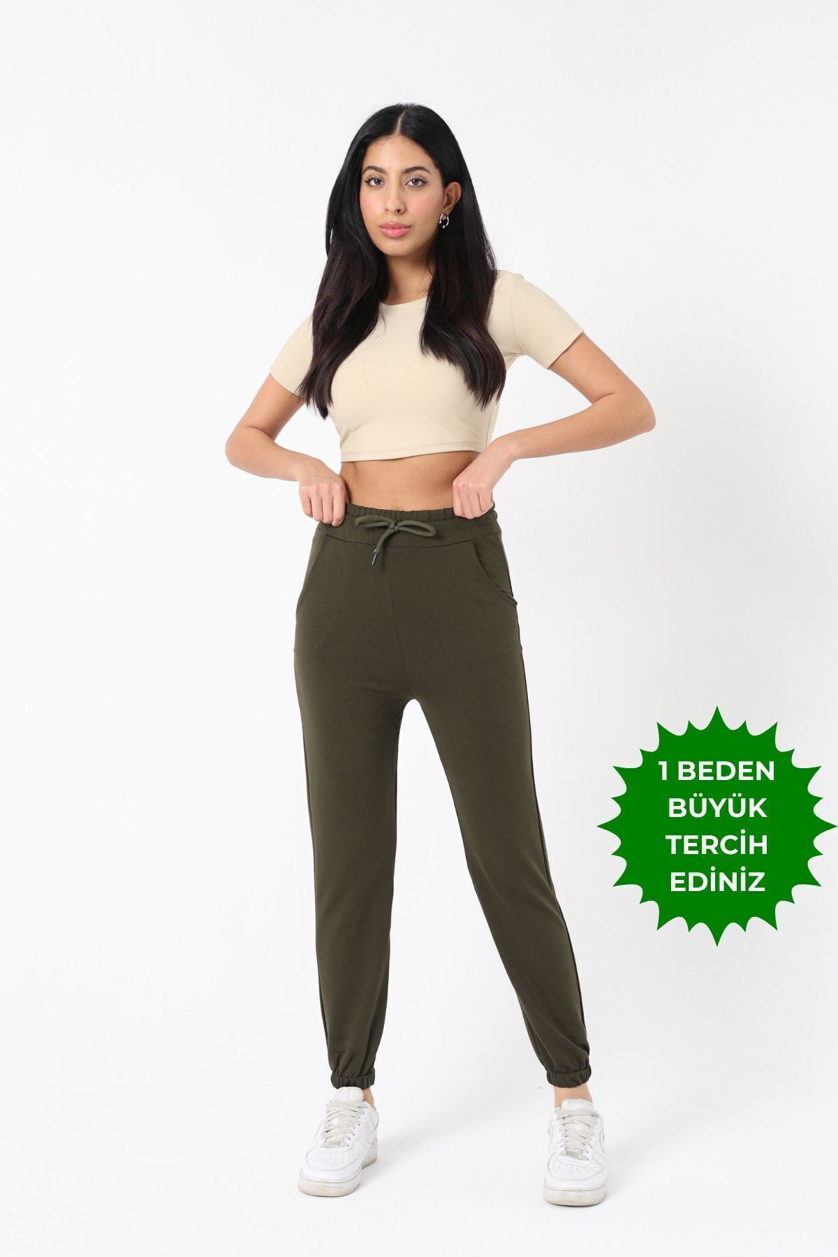 Balenbi Kadın Yüksek Bel Iki Iplik Mevsimlik Basic Eşofman Altı 1060 S - Haki