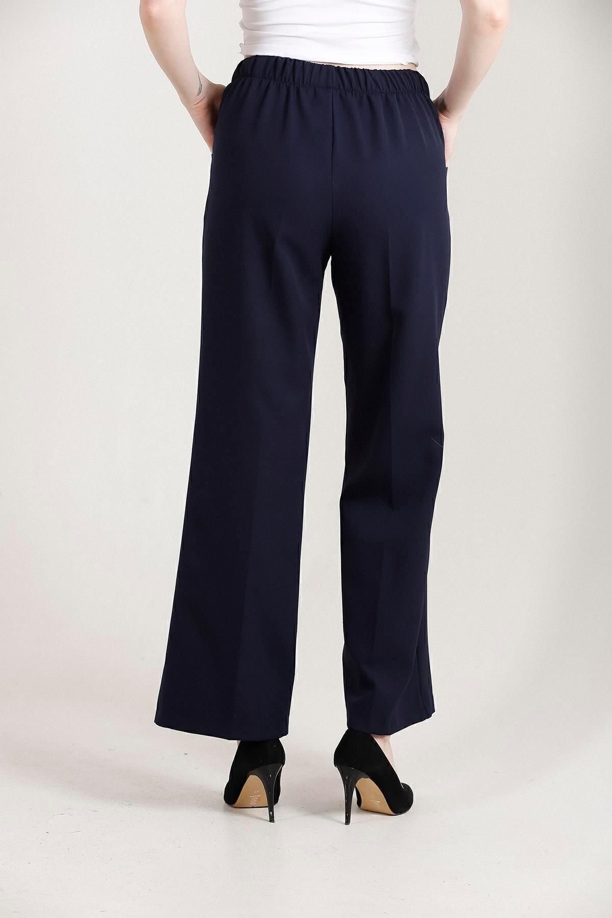 Balenbi Kadın Palazzo Yüksek Bel Likralı Dokuma Pantolon 1003 46 - Lacivert