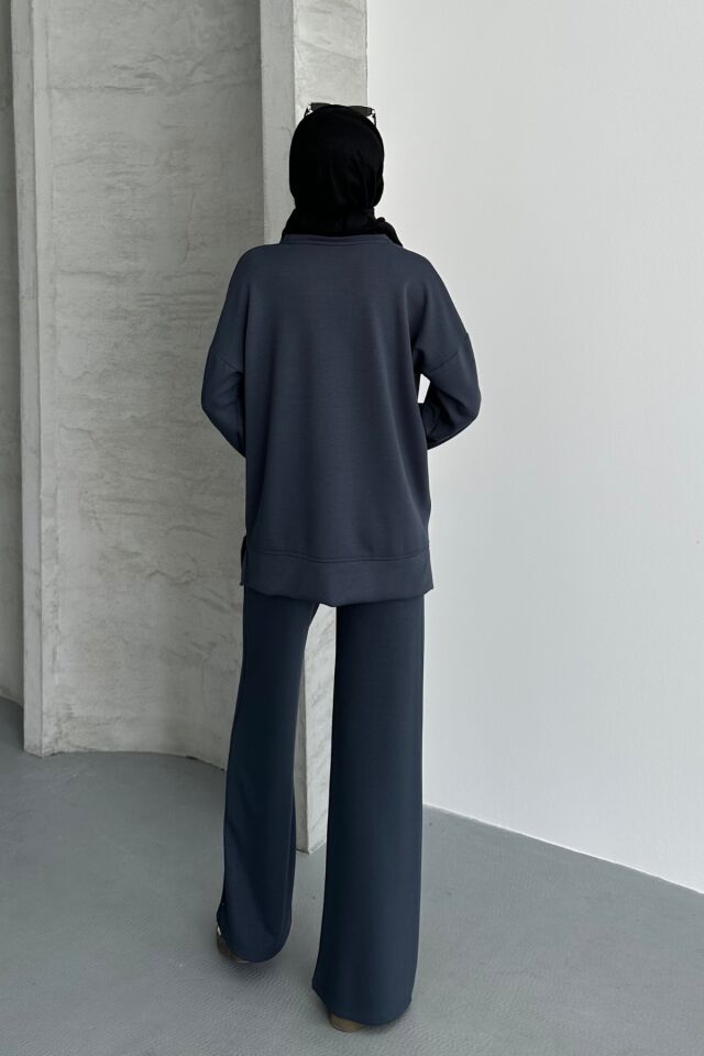 Feela Moda Kadın Modal Penye Oversize Tesettür Tunik Takım 2020 2XL - Antrasit