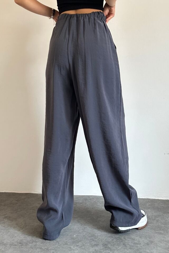 Feela Moda 2009 Beli Lastikli Paraşüt Kumaş Palazzo Kadın Pantolon 38 - Antrasit