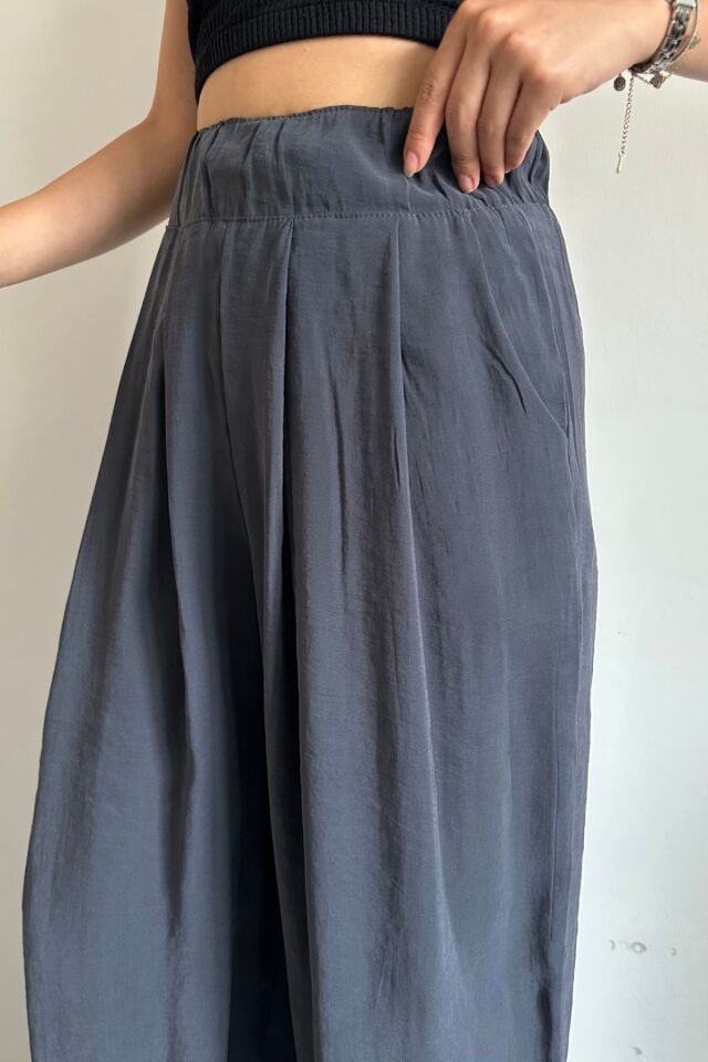 Feela Moda 2009 Beli Lastikli Paraşüt Kumaş Palazzo Kadın Pantolon 38 - Antrasit