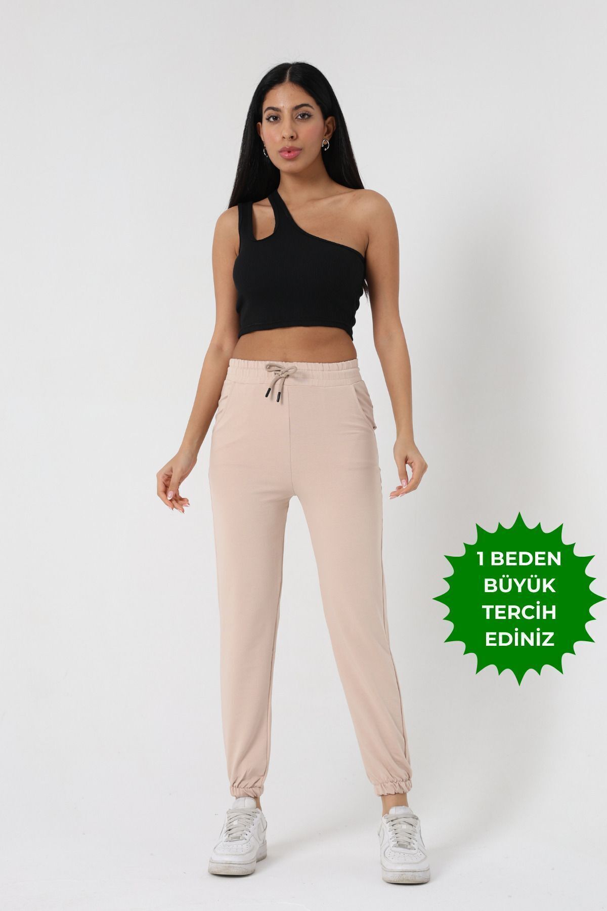 Balenbi Kadın Yüksek Bel Iki Iplik Mevsimlik Basic Eşofman Altı 1060 L - Bej