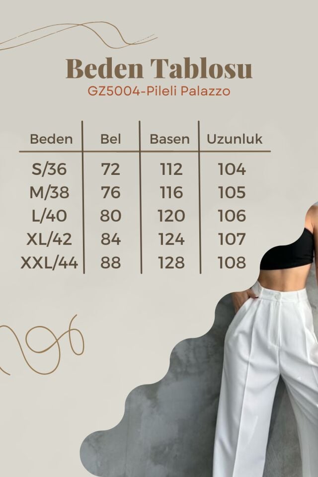 Balenbi Kadın Pileli Yüksek Bel Bol Paça Likralı Palazzo Pantolon 1139 36 - Kahverengi